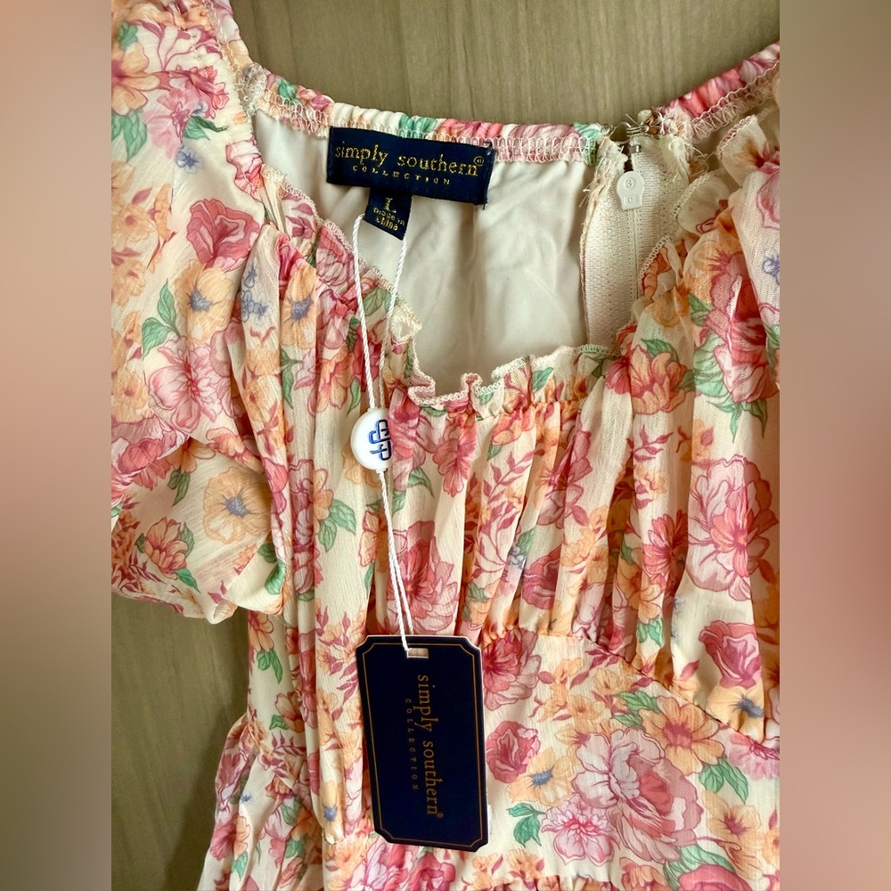 Simply Southern | Pink Floral Mini Dress | Size L - Picture 5 of 10